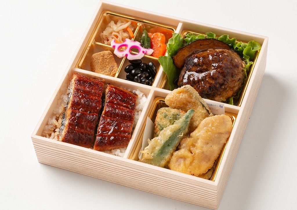 自家製和風ハンバーグと鰻重の豪華天ぷら御膳