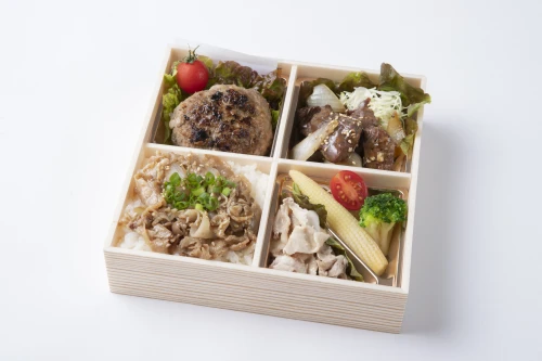 手捏ねハンバーグ&焼肉ハラミ&カルビ重御膳
