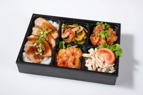 チンジャオロースと本格エビチリの焼豚重弁当